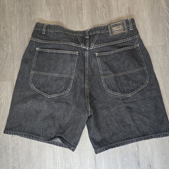 VTG Y2K Marithe Francois Girbaud Mens Black Jeans Short Size 40 Baggy - Picture 7 of 8
